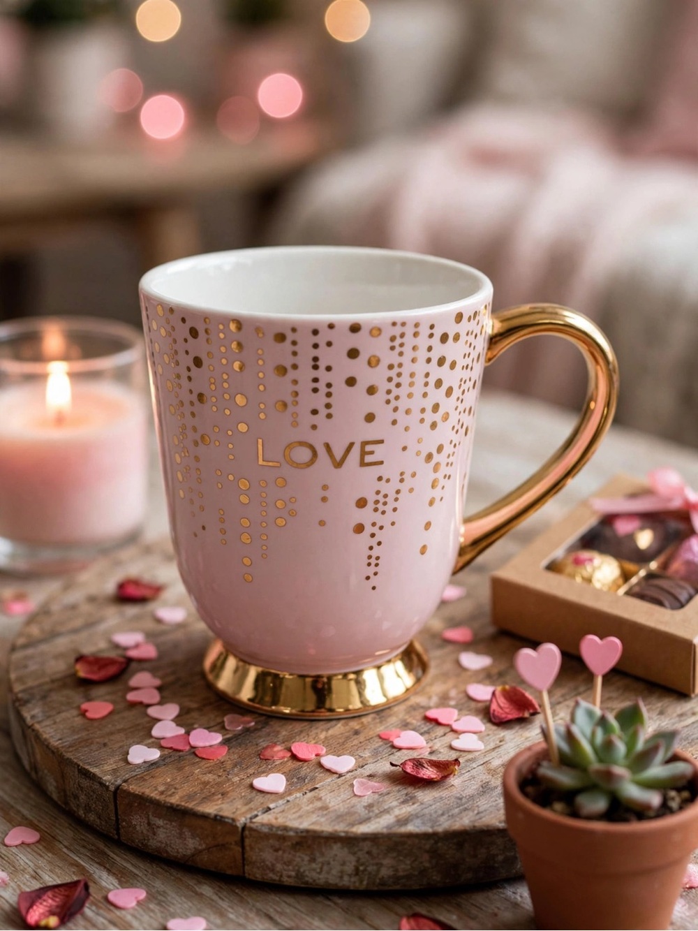 Indigo Pink & Gold Love Mug